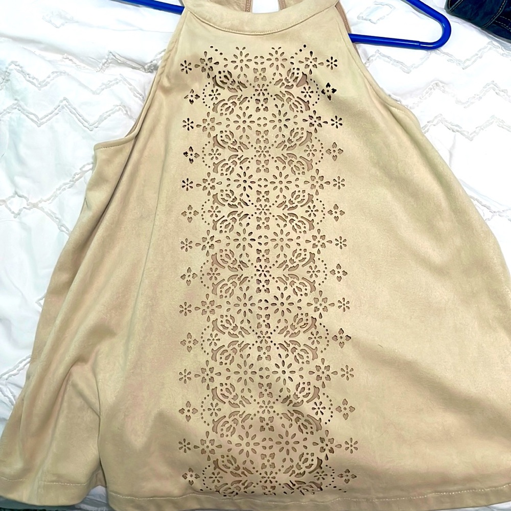 Suede high neck top